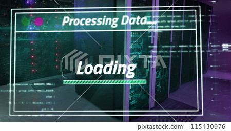 Image of data processing over server room 115430976