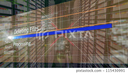 Image of data processing over server room Image of data processing over server room 115430991