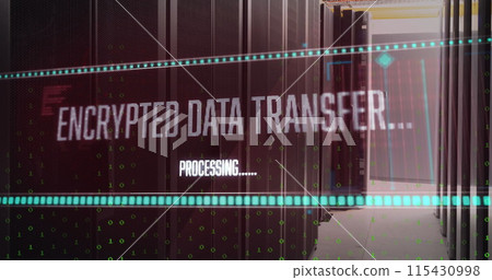 Image of data processing over server room 115430998