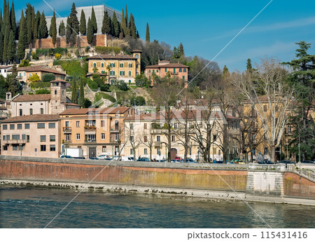 Beautiful view of Adige river, Verona, Italy 115431416