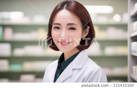 Pharmacy and female pharmacist 115432160