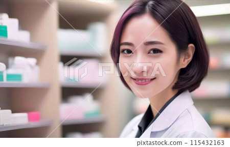 Pharmacy and female pharmacist 115432163
