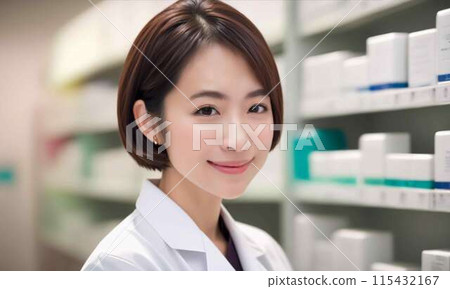 Pharmacy and female pharmacist 115432167