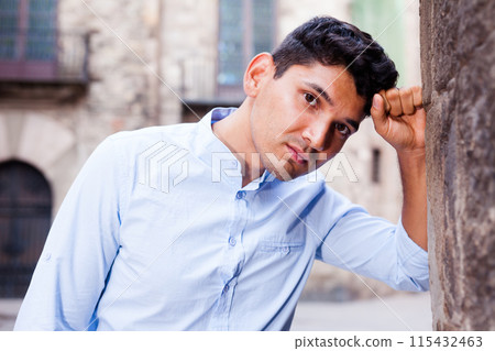 Portrait of man in European city 115432463
