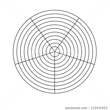 Polar grid concentric circles and steps. Blank vector polar graph paper. Radar circular graph screen. Grid with concentric circles diagram. Vector Polar grid concentric circles and steps. Blank vector polar graph paper. Radar circular graph screen. Grid with concentric circles diagram. Vector 115432953