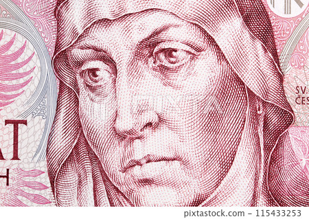 Agnes of Bohemia a closeup portrait from Czech money 115433253