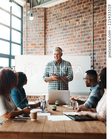 Leader, meeting and business people in office for brainstorming, planning and discussion. Diversity, creative agency and men and women with whiteboard for teamwork, presentation and collaboration Leader, meeting and business people in office for brainstorming, planning and discussion. Diversity, creative agency and men and women with whiteboard for teamwork, presentation and collaboration 115433319