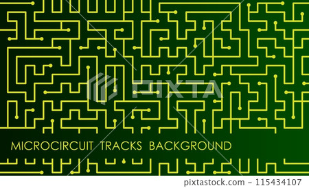Horizontal green circuit board abstract background with engineering track scheme, cover, site presentation in HD format. UI template layout for web design of internet products. Vector banner Horizontal green circuit board abstract background with engineering track scheme, cover, site presentation in HD format. UI template layout for web design of internet products. Vector banner 115434107
