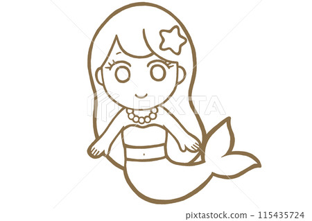 Mermaid illustration line drawing 115435724