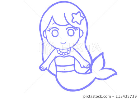 Mermaid illustration line drawing Mermaid illustration line drawing 115435739