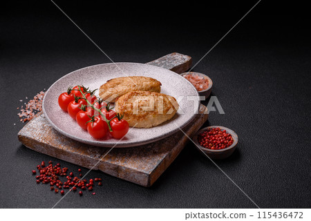 Delicious fresh fried minced cutlets with spices and herbs Delicious fresh fried minced cutlets with spices and herbs 115436472