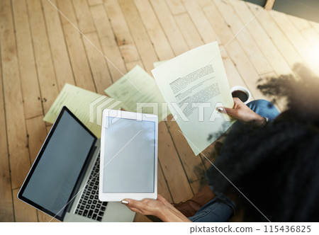 Tablet, laptop screen or documents by girl with mockup on home floor for research, planning or top view study. Education, space or student with elearning registration, sign up or upskill training Tablet, laptop screen or documents by girl with mockup on home floor for research, planning or top view study. Education, space or student with elearning registration, sign up or upskill training 115436825