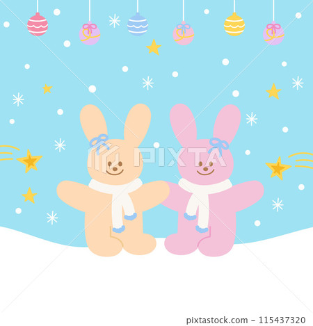 Christmas background with bunny, light, snowflake for Christmas card, print, wallpaper, backdrop, standee, December template, social media, poster, fabric, winter sticker, gift wrap, packaging, easter Christmas background with bunny, light, snowflake for Christmas card, print, wallpaper, backdrop, standee, December template, social media, poster, fabric, winter sticker, gift wrap, packaging, easter 115437320