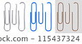 Various paper clips realistic vector with transparency 115437324