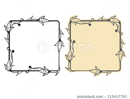 Frame, border outline set. Calligraphic floral element sticker. Hand drawn paint brush doodle line strokes. Square geometric shape. Text space background. Vector Frame, border outline set. Calligraphic floral element sticker. Hand drawn paint brush doodle line strokes. Square geometric shape. Text space background. Vector 115437741