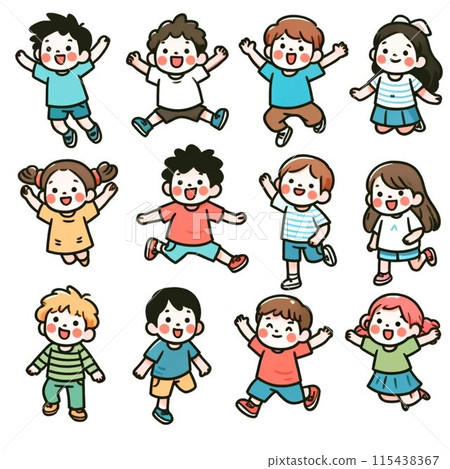 Children's set jumping energetically 115438367