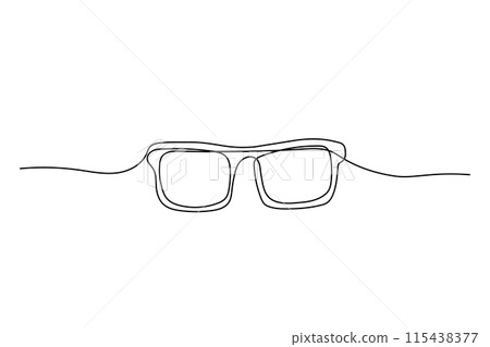 Glasses one line silhouette. Doodle outline icon. Eye frame minimal illustration Glasses one line silhouette. Doodle outline icon. Eye frame minimal illustration 115438377