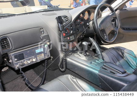 The driver's seat of a traffic police patrol car The driver's seat of a traffic police patrol car 115438449
