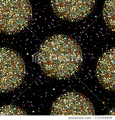 Vector seamless pattern with glossy circles on black background 115438499