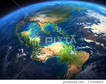 Earth seen from space: Illustration of the Americas [AI generated, professional finish] 115438643