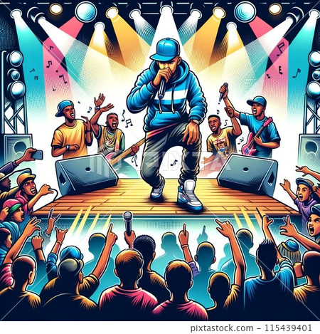 Rapper gets the crowd excited at the club 115439401