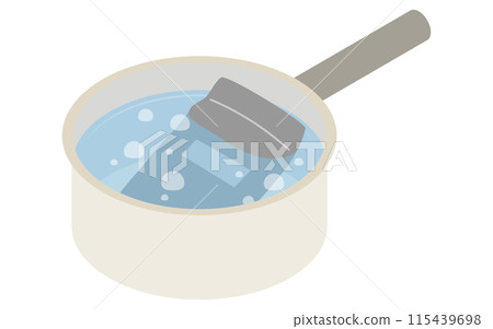 在鍋中加熱蒸煮袋的插圖 在鍋中加熱蒸煮袋的插圖 115439698
