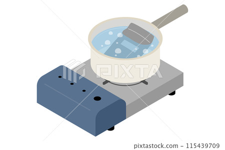 在卡式爐上加熱蒸煮袋的插圖 在卡式爐上加熱蒸煮袋的插圖 115439709