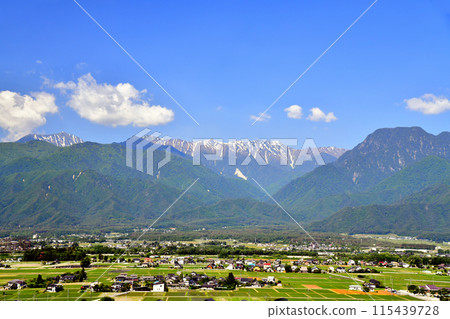 View of Mount Jonen and Mount Ariake from Ikeda Town (Ikeda Town, Nagano Prefecture) [June 2024] 115439728