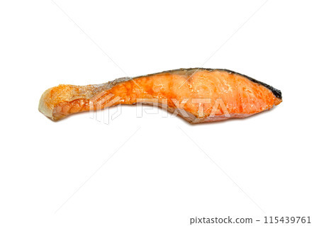 Grilled salmon, thick-sliced salmon grilled with salt [white background, cutout] 115439761