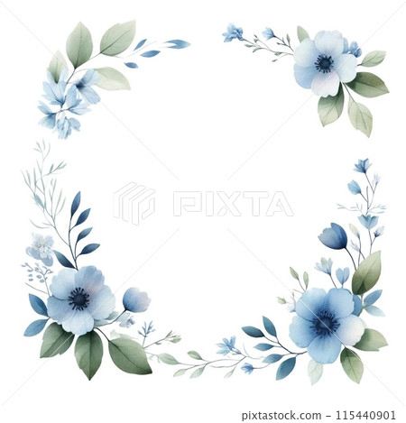 藍色花框以溫柔的觸感繪製 115440901