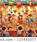人們享受夏季節日的插圖 115441077