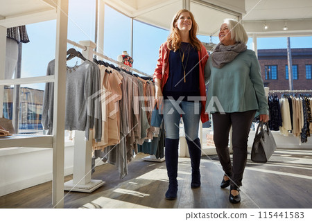 Senior mother, daughter and shopping with clothes, fashion or garment for advice and bonding on holiday sale. Family, customer or women thinking of style or choice in boutique, retail or thrift store Senior mother, daughter and shopping with clothes, fashion or garment for advice and bonding on holiday sale. Family, customer or women thinking of style or choice in boutique, retail or thrift store 115441583
