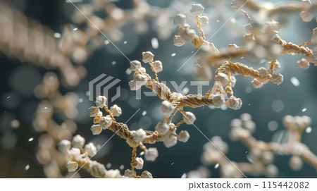 An animation showing the process of DNA transcription, with RNA polymerase synthesizing mRNA. 115442082
