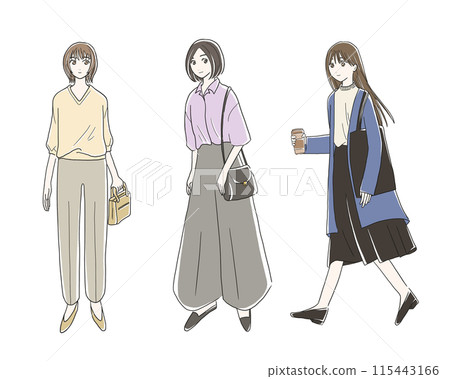 Set of stylish women Set of stylish women 115443166