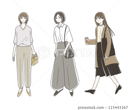 Set of stylish women Set of stylish women 115443167