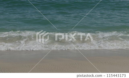 Serene Ocean Waves Gently Crashing on Sandy Shore 115443173