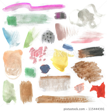 Colorful Paint Brush Spots. Colorful Watercolor Blobs. Colorful Paint Brush Spots. Colorful Watercolor Blobs. 115444391