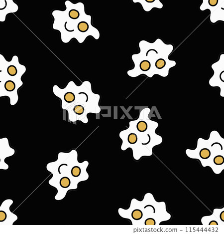 Fried Eggs Seamless Pattern. Doodle Fried Eggs. 115444432
