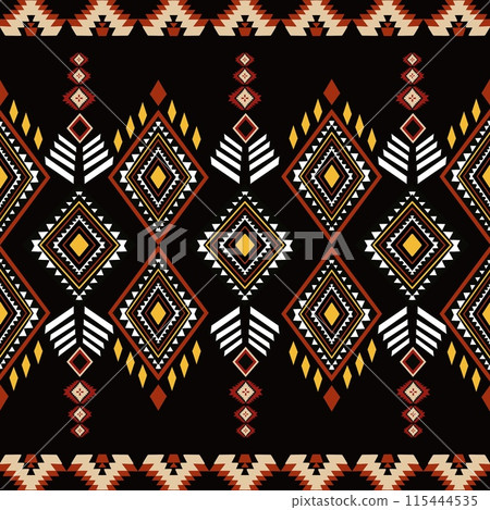 Explore the rich cultural heritage and symbolism of African ethnic through vibrant tribal fabric patterns in red and yellow tones of life and traditional symbols of past ethic creating a unique Explore the rich cultural heritage and symbolism of African ethnic through vibrant tribal fabric patterns in red and yellow tones of life and traditional symbols of past ethic creating a unique 115444535