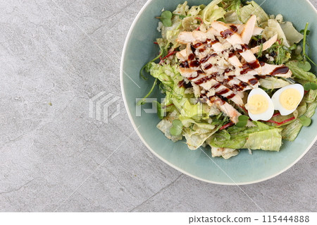 Salad with chicken breast and unagi sauce for the restaurant 115444888