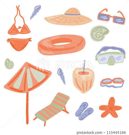 Sea beach summer activity set flat design Sea beach summer activity set flat design 115445166