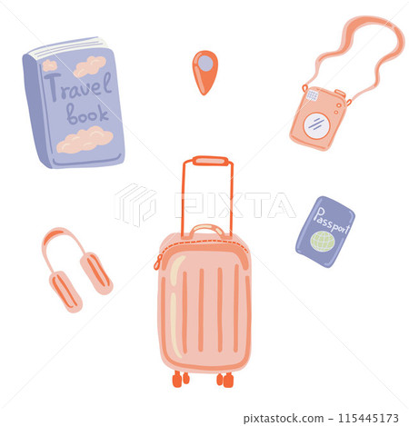 Summer trip traveling set flat design 115445173