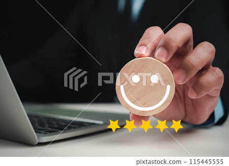 Satisfaction feedback review, Customer Satisfaction Survey concept, service experience rating online application, Customer evaluation product service quality, Very good quality most. 115445555