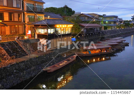 Kyoto Uji River evening view 115445667