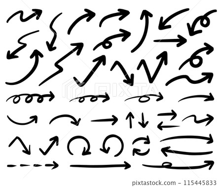 簡單鋼筆手寫箭頭set_black 115445833