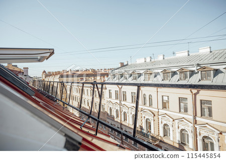 Exploring the rhythm and harmony created by aligned rooftops and structured facades Exploring the rhythm and harmony created by aligned rooftops and structured facades 115445854