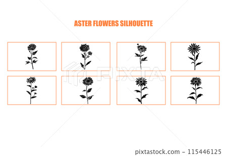 Best Aster Flower Icon set, Aster Flower Silhouette Best Aster Flower Icon set, Aster Flower Silhouette 115446125
