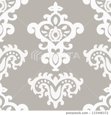 Elegant Beige Floral Damask Pattern 115446372