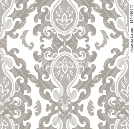 Intricate Beige Damask Floral Pattern Intricate Beige Damask Floral Pattern 115446391