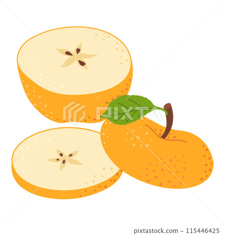 Apple slice Hand drawn trendy flat style Apple slice Hand drawn trendy flat style 115446425